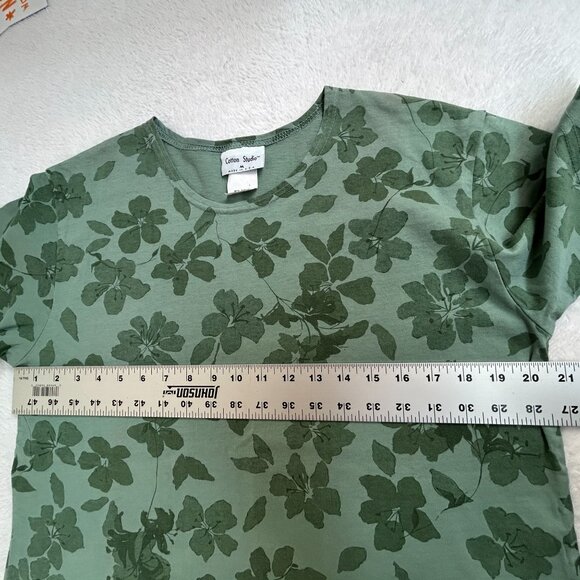 Cotton Studio Womens Green Floral Print Short Sleeve T-Shirt Casual Tee Medium - Picture 6 of 7